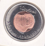 Bnk mnd Abkhazia 10 ruble 2013 unc , fauna , bimetal, Europa
