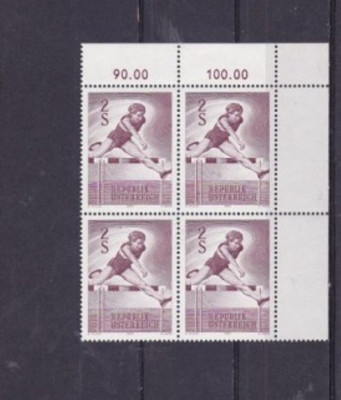 AUSTRIA 1970 - SPORT 110 METRI GARDURI, bloc de 4 nestampilat, N8 foto