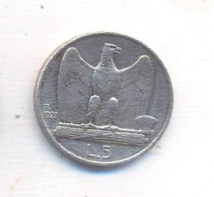 moneda argint -ITALIA -5 LIRE-1927 lira foto