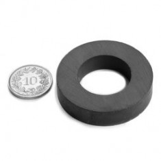 magnet ferita tip inel D:40 d:22 H 9 mm folosit in diverse experimente, generatoare, eoliene foto