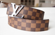 LOUIS VUITTON PARIS Curea Piele Naturala Model Damier Graphite Made in France foto