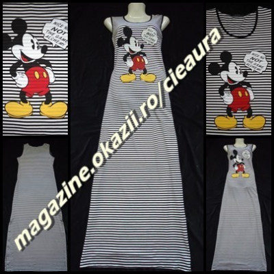 ROCHIE LUNGA IMPRIMEU SUPRADIMENSIONAT MICKEY MOUSE DUNGI ORIZONTALE ALBE MATE NEGRE SEMITRANSPARENTE COLECTIE NOUA ROCHII MAXI foto