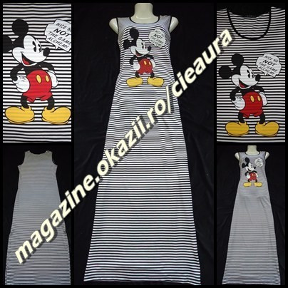 ROCHIE LUNGA IMPRIMEU SUPRADIMENSIONAT MICKEY MOUSE DUNGI ORIZONTALE ALBE MATE NEGRE SEMITRANSPARENTE COLECTIE NOUA ROCHII MAXI