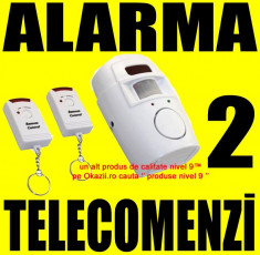 Sistem ALARMA wireless cu 2 Telecomenzi + senzor miscare pentru casa apartament garaj boxa magazin foto