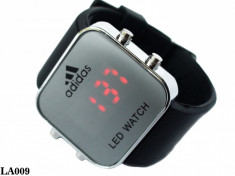 Ceas de mana ADIDAS NEGRU LED ROSU barbati/femei (unisex) curea SILICON calitate 100% foto