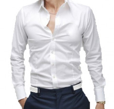 Camasa alba gen Zara Slimfit Office Casual Bumbac Petrecere Nunta Model 2014 Editie Limitata foto