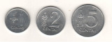 SV * Lituania 1 - 2 - 5 CENTAS 1991 , aluminiu (a)UNC