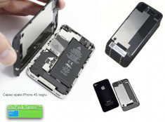 Capac baterie spate pentru iPhone 4s negru black inlocuire piesa schimb sticla foto