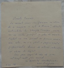 Scrisoare olografa a scriitorului Geo Bogza, datata 1967