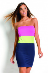 Rochie mini - Intimidea Kamila - fucsia/lime/blu foto