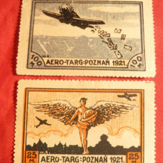 Serie Concurs Aviatie Poznan 1921 Polonia , 2 val.sarniera