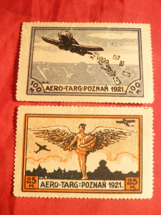 Serie Concurs Aviatie Poznan 1921 Polonia , 2 val.sarniera