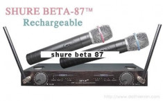 SET 2 MICROFOANE WIRELESS SHURE BETA 87 CU SISTEM INCARCARE ACUMULATORI PE RECEIVER,UHF,SUNET HI FI. foto