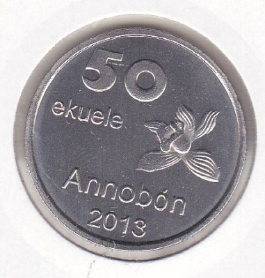 bnk mnd Annobon Island 50 ekuele 2013 unc , fauna foto