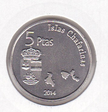 bnk mnd Chafarinas Island 5 pesetas 2014 unc , fauna