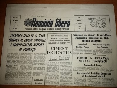 ziarul romania libera 23 februarie 1972 - lucrarile celui de al -2-lea congres foto