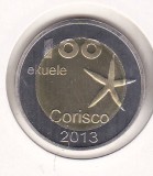 bnk mnd Corisco Island 100 ekuele 2013 unc , fauna , bimetal