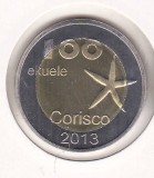 Bnk mnd Corisco Island 100 ekuele 2013 unc , fauna , bimetal, Africa