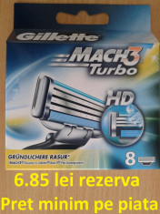 Rezerve Gillette Mach3 Turbo HD (pretabil aparat de ras M3 Power baterie vibratii) Gilette barbierit Gillete Gilete 6.85 lei rezerva Germania SIGILAT foto