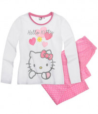 Pijama fetite 8-14 ani - Hello Kitty - alb-roz foto