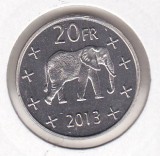 Bnk mnd Katanga 20 franci 2013 unc , fauna, Africa