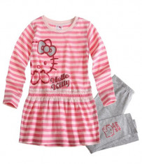 Set bluza si leggings 2-8 ani - Hello Kitty - roz cu gri foto