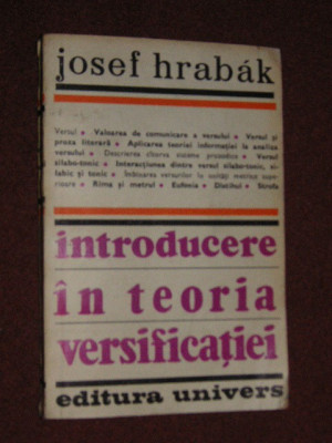 Introducere Inteoria Versificatiei - Josef Hrabak foto