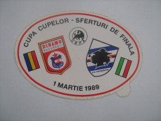 Dinamo Bucuresti-Sampdoria (1 martie 1989) / stiker foto