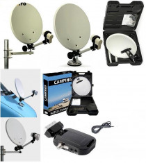 ANTENA SATELIT CAMPING-TIR-RULOTA-kit complet-alimentare 12 v foto