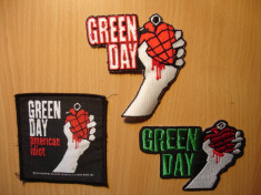 Broderii Patchuri de cusut Green Day 3 bucati foto