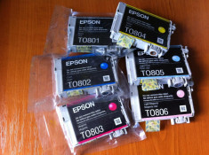 CARTUSE ORIGINALE EPSON T 801-806 - SET 6 CARTUSE - 70 RON foto