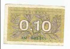 LL bancnota Lituania 0.10 talonas 1991 (#5488) VF foto