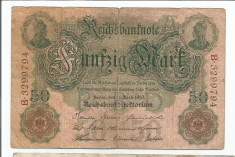 LL bancnota Germania 50marci 1910 (#9794) VG foto