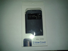 Husa smart flip cover S-view Samsung Galaxy S4 mini i9190 calitate premium, culoare negru+ folie ecran cadou foto