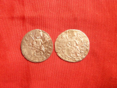 2 Monede Medievale emise de Tarul Vidinului Stratimir , argint ,sec.XIV Bulgaria foto