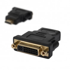 Adaptor DVI la HDMI Mufe aurite Adaptor - DVI I-D Dual Link 24+5 (Female-Mama) to HDMI (Male-Tata) Livrare Gratuita ! foto