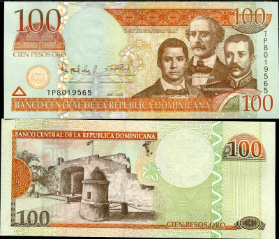 !!! REPUBLICA DOMINICANA - 100 PESOS ORO 2009 - P 177b - UNC foto