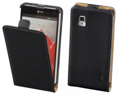 Husa LG Optimus G E975 Flip Case Slim Inchidere Magnetica Black foto