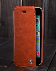 Husa / toc piele HOCO - Crystal, iPhone 5c, cu deschidere laterala, culoare: maro coniac, LIVRARE GRATUITA prin Posta la plata cu cardul foto