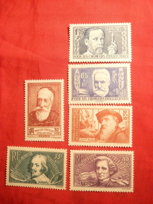 Serie II- Pt.someri intelectuali 1938 , Franta ,6 val.