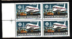 ROMANIA - Anul mondial al comunicatiilor serie in bloc de 4 , BL 205 foto