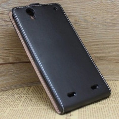 Husa SONY XPERIA T2 D5322 Flip Case Slim Inchidere Magnetica Black foto