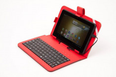 Husa + Tastatura QWERTY Omega Mini / Micro USB Tablete 7 inci Rosu foto