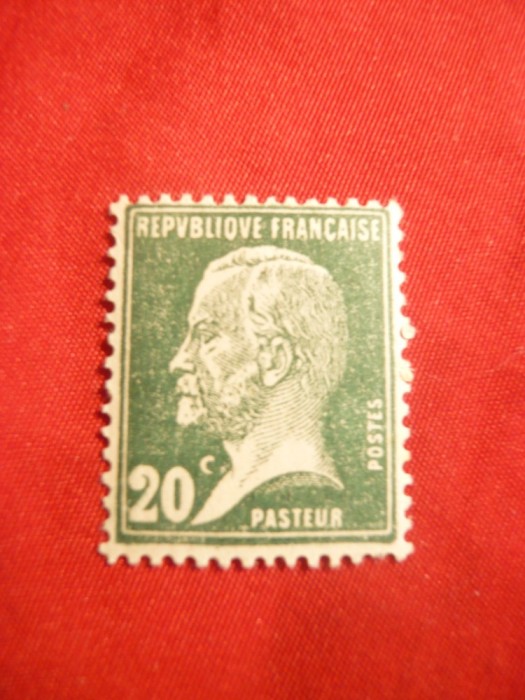 Timbru 20 C Pasteur , verde ,1923 Franta