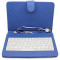 Husa tableta cu tastatura 7 inch micro USB albastra + stylus