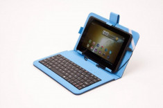 Husa + Tastatura QWERTY Omega Mini / Micro USB Tablete 7 inci Albastru foto