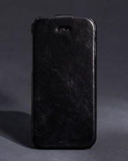 Husa /toc LUX piele naturala BOROFONE General, iPhone 5c vintage, tip flip cover, neagra, LIVRARE GRATUITA prin posta la plata cu cardul foto
