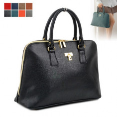 Geanta poseta de mana neagra, superba stil Hermes Birkin, lacatel servieta office, piele ecologica, fermoar, mare 25*37cm, noua foto