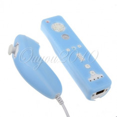 Set 2 huse silicon albastru maneta nunchuck Nintendo Wii controller foto