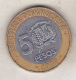 Bnk mnd Republica Dominicana 5 pesos 1997 bimetal, America Centrala si de Sud